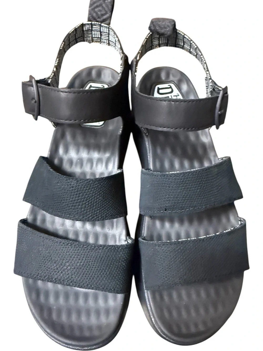 HEYDUDE Delray Buckle Classic Black Platform Strap Sandals Size 10